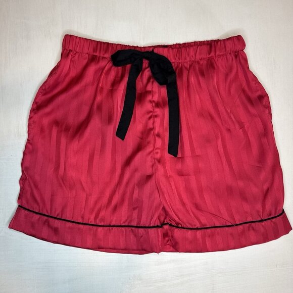 House of Harlow 1960 Women's Red Silk Pajama Shorts Sleepwear Size Small Striped - Picture 1 of 6